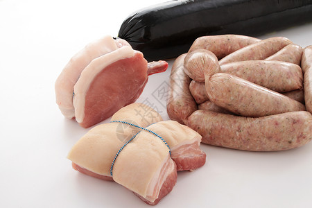 猪肉肉选择香肠布丁猪肉黑色食物屠夫背景图片