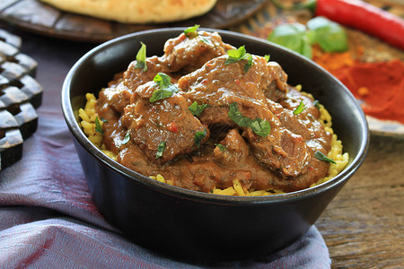 印度咖哩羊肉食物煎饼肉饭餐厅牛肉高清图片