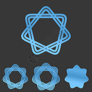 六芒星蓝线恒星标志设计集魔法身份导航装饰品符号界面条纹商业按钮公司插画