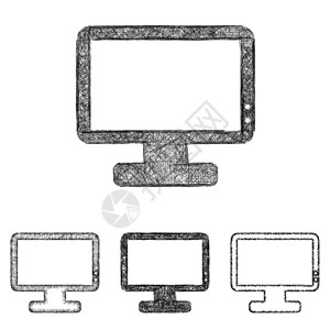 电视速写素材监视器图标集 - 草图线艺术插画