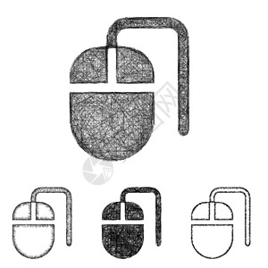 电脑配件图标鼠标图标集 - 草图线艺术插画