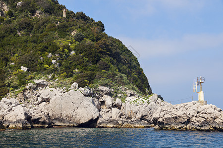 卡普里岛旧灯塔背景图片