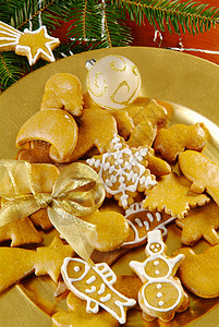 圣诞姜饼饼干食物装饰美食玩具背景图片