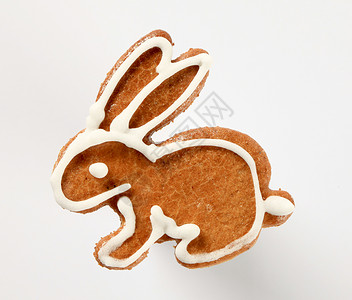 姜饼饼干装饰白色食物美食兔子小吃饼干动物背景图片