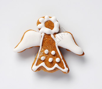 姜饼天使装饰食物白色饼干手工背景图片