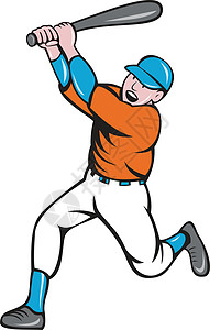 荷马美国棒球球手卡通插画