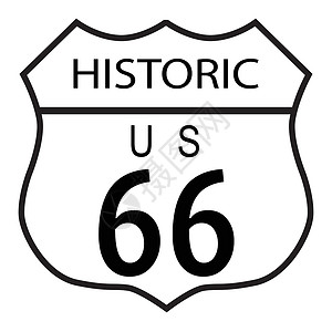 美国公路66号公路历史街道插图交通白色黑色绘画路线插画
