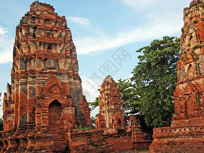 Ayutthaya历史公园废墟旅游观光旅行背景图片