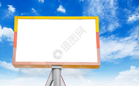 空白的天空蓝天上的空白广告牌背景