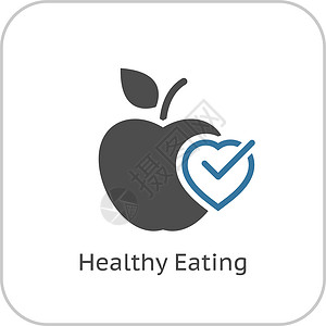 健康饮食图标 平面设计标识生态保健水果叶子卫生背景图片