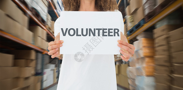 志愿服务海报展示海报的志愿人员综合图象服务机构包装义工船运纸板盒仓库福利女性架子背景