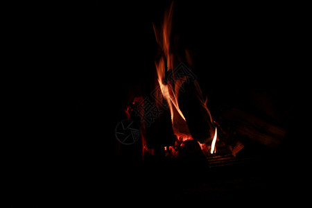 壁炉中裸露的火焰黄色木头燃烧小屋背景