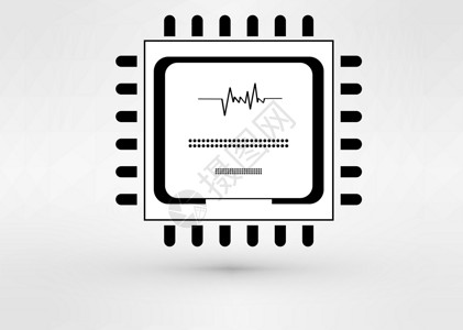 硅片矢量 CPU 图标蓝色半导体电路母板芯片处理器插图硬件技术力量插画