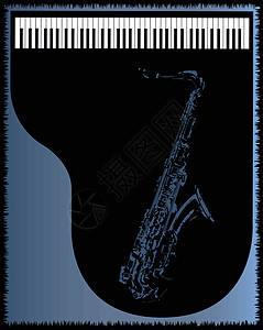 萨克斯钢琴背景萨克斯管艺术品蓝调夜场插图拉丁爵士乐演出岩石绘画背景图片