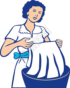 洗衣机内桶洗洗衣改造家庭主妇插画