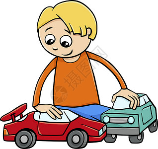 汽车车衣男孩玩具汽车漫画插画
