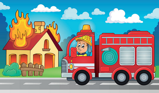 消防主题素材消防车主题图5插画