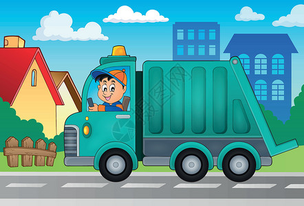 垃圾收集卡车主题图2背景图片