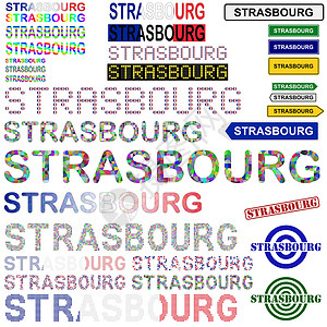 法国香波堡斯特拉斯堡文本设计套件插画