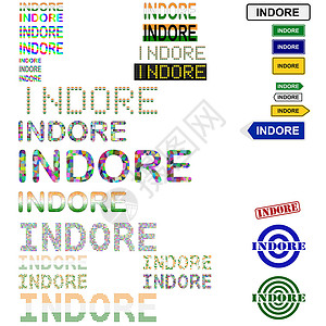 印多尔Indore 文本设计套件插画
