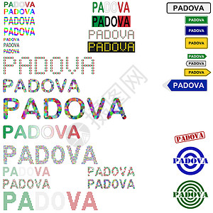 南胡瓦杜环礁Padova(帕杜瓦)文本设计套件插画