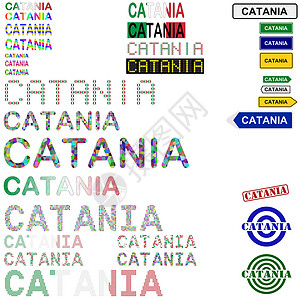 卡塔尼亚Catania 文本设计套件插画