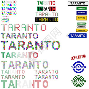 阿普利亚Taranto文本设计套件插画