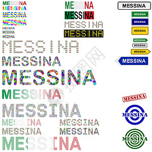 墨西拿Messina文本设计套件插画