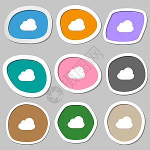 云朵形对话框云形图标符号 多色纸贴纸气候白色互联网天气托管艺术曲线天空插图夹子背景