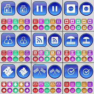 包 暂停 套接字 头像 RSS 伞 拼图 颜色 勾选 一大套多色按钮背景图片