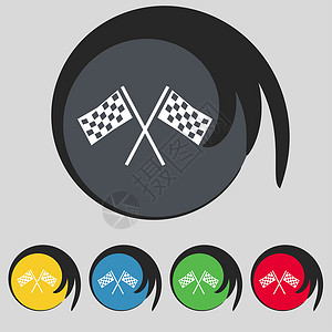 5S标语5个彩色按钮上的标语符号 代表着比赛结束图标符号背景