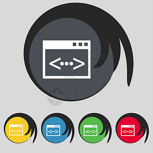 代码符号图标 程序员符号 一组有色按钮导航极客质量徽章语言网络编程编码员编码标签背景图片