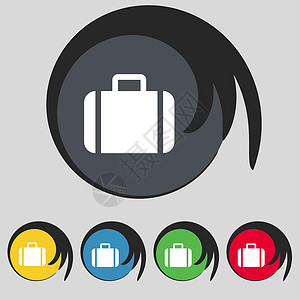手提箱图标符号 五个彩色按钮上的符号背景图片