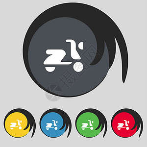 脚踏车 自行车图标符号 五个有色按钮上的符号背景图片