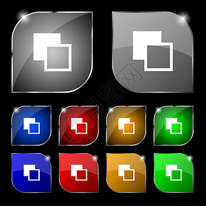 活动色彩工具栏图标符号 一组十色按钮 带有 glare背景图片
