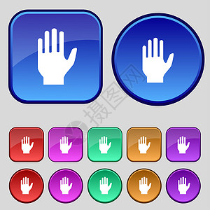 手印符号图标 停止符号 设置颜色按钮扫描插图令牌标签打印框架邮票创造力手指犯罪背景图片