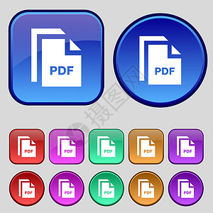 一套网页图标文件 PDF 图标符号 您的设计需要一套12个旧的按钮背景