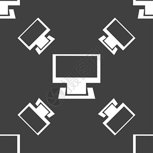 计算机宽屏监视器符号图标 灰色背景上的无缝模式质量插图展示电视电脑海豹导航按钮圆圈艺术背景图片