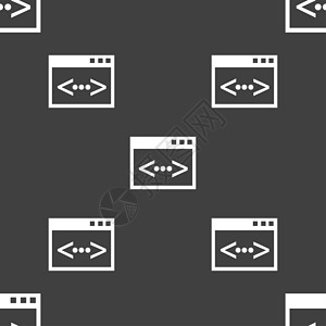 代码符号图标 程序员符号 灰色背景上的无缝模式编码语言导航编程标签脚本极客编码员网络创造力背景图片