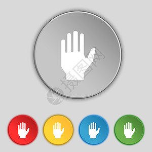 手印符号图标 停止符号 设置颜色按钮质量框架标签创造力扫描犯罪手指打印插图邮票背景图片
