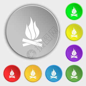 篝火设计素材火标牌 五个平板按钮上的符号背景