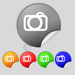框相机图标照相机标志图标 数字符号 设置彩色按钮质量插图标签创造力照片摄影摄影师相机海豹邮票背景