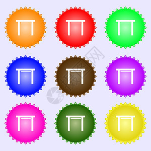 凳子座位图标符号 一组九种不同颜色的标签背景图片