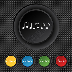 音乐音符符号图标 音乐符号 设置彩色按钮令牌笔记创造力钥匙标签徽章海豹插图邮票旋律背景图片
