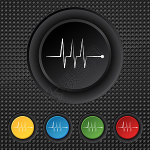 监测图标心电图监测符号图标 心脏击打符号 设置多彩的按钮监视器医疗心脏病学有氧运动海浪电视边界医生药品插图背景