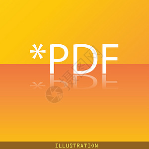 PDF 文件扩展图标符号 Flat 现代网络设计 有反射和文字空间背景图片