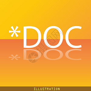 Doc 文件扩展图标符号 Flat 现代网络设计 有反射和文字空间 Raster背景图片