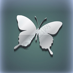 蝴蝶样式素材蝴蝶图标符号 3D 样式 Trendy 带有文本空间的现代设计 Raster君主动物夹子绘画翅膀团体野生动物插图风格曲线背景