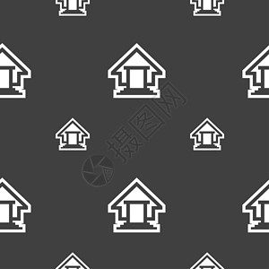 房屋图标符号 灰色背景上的无缝图案艺术界面互联网质量建筑创造力菜单海豹网络用户背景图片