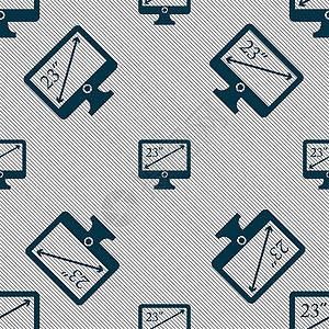 显示器的二等角 23 英寸图标符号 无缝图案与几何纹理质量展示电视插图电脑比率监视器徽章宽屏创造力背景图片